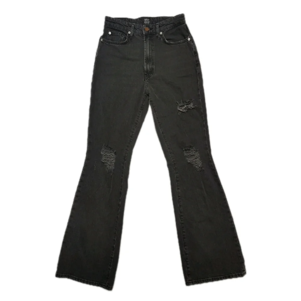 BDG Urban Outfitters Stretch High Rise Flare Black Distressed Jeans Women's 27